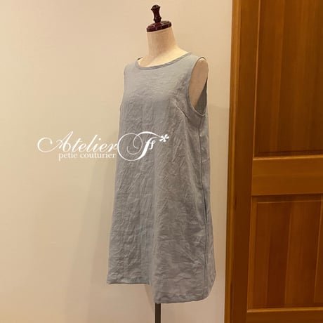 【1点もの】リネンのバックリボンワンピース