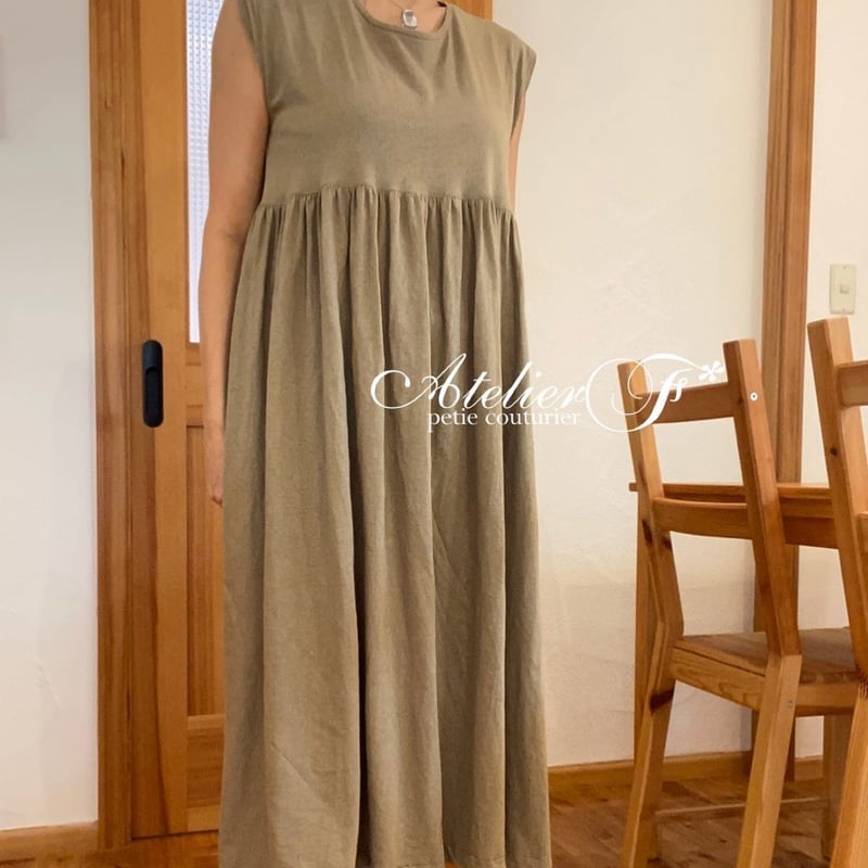 フレンチスリーブギャザーワンピースの型紙（ダウンロード） | Atelier