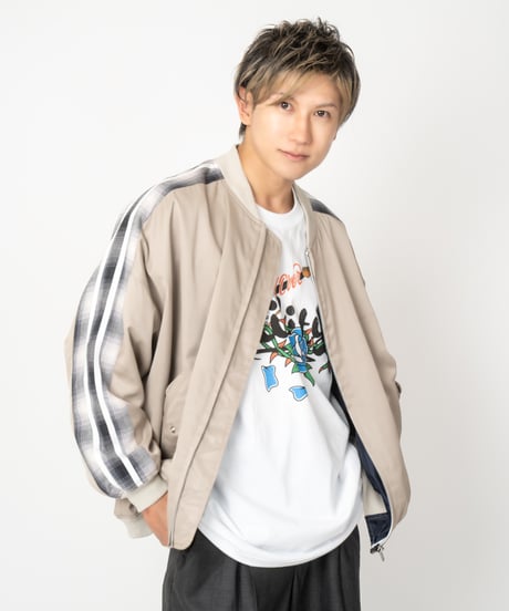 Checkered line blouson (ivory)