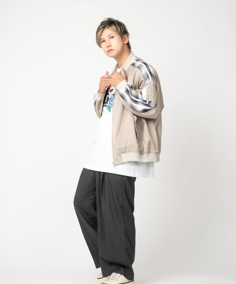Checkered line blouson (ivory)