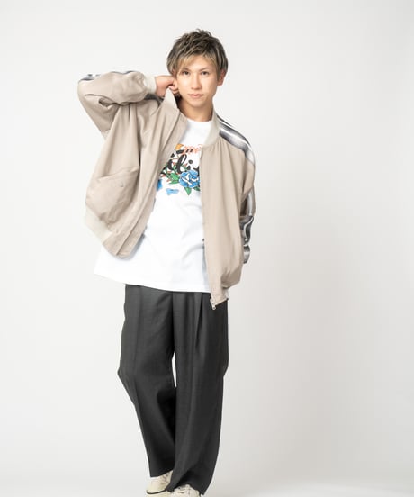 Checkered line blouson (ivory)
