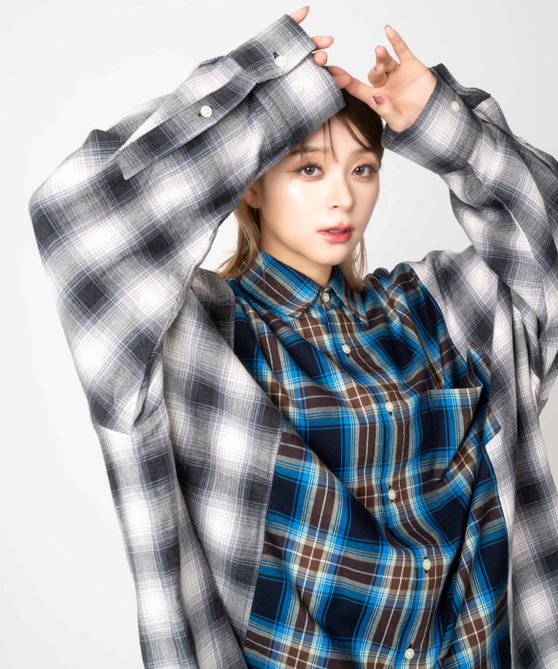 mutimer PLAID SHIRT Mサイズ　かつきくん着用 CHILD WOMAN - ギザタータンチェックブロード クレリックシャツ