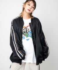 Checkered line blouson (black)