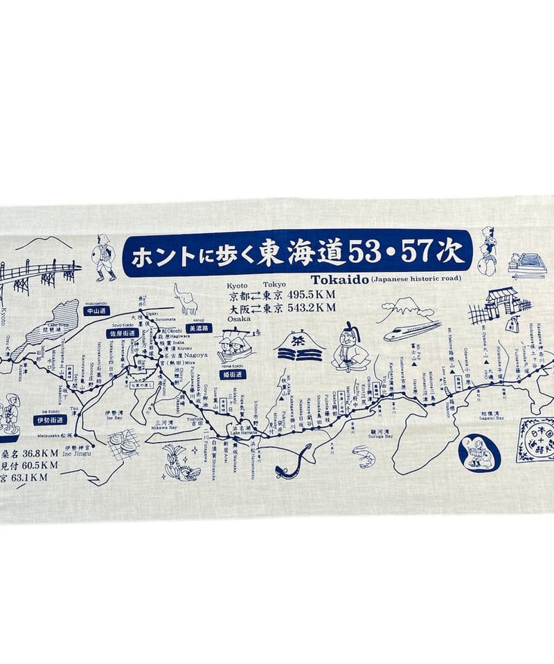 手ぬぐい「ホントに歩く東海道53次・57次」 | 関ケ原戦国市場