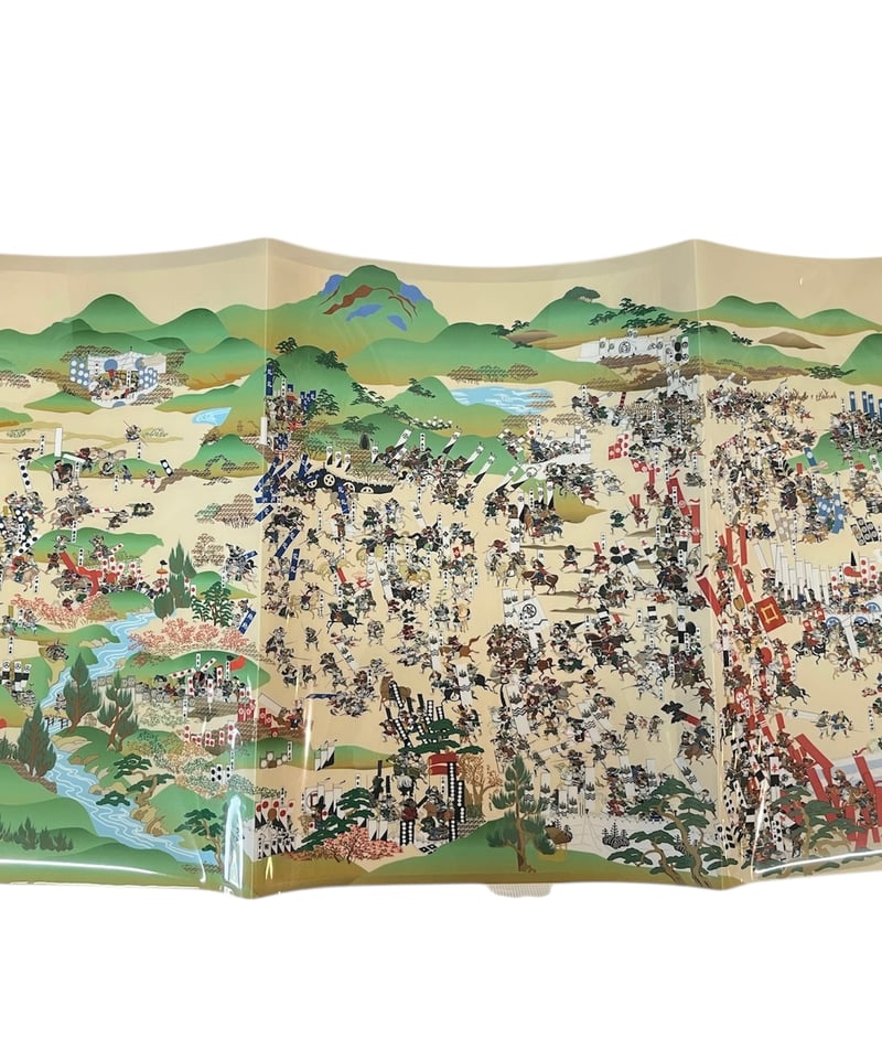 決戦関ケ原天下分け目の戦い合戦屏風図柄昭和レトロ２７センチサイズプレート皿当時物 決戦関ケ原天下分け目の戦い合戦屏風図柄昭和レトロ27センチサイズ