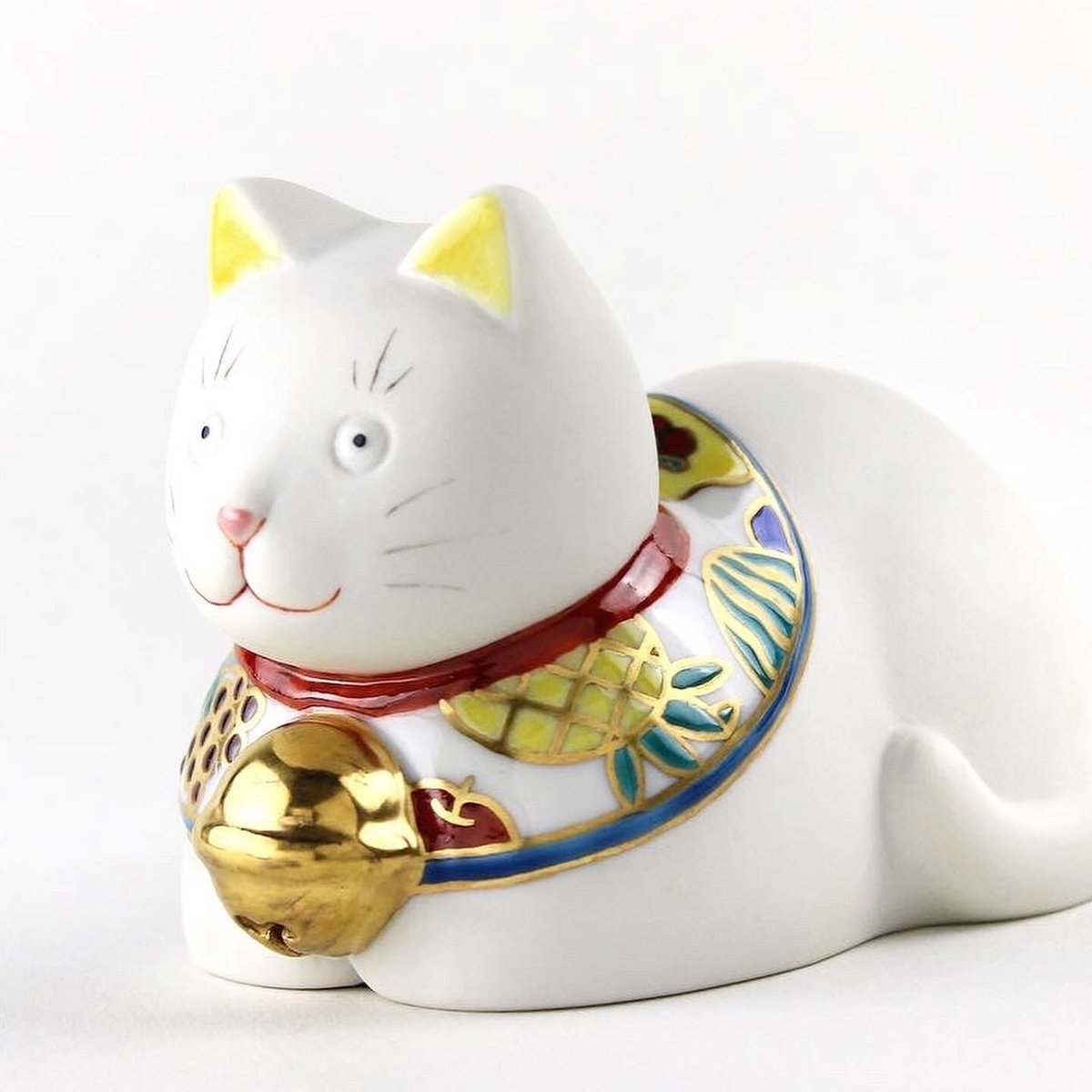 【新品未使用】上出長右衛門窯　招き猫　右手　左手　まねきねこ　白 新品未使用】上出長右衛門窯 招き猫 右手 左手 まねきねこ 白