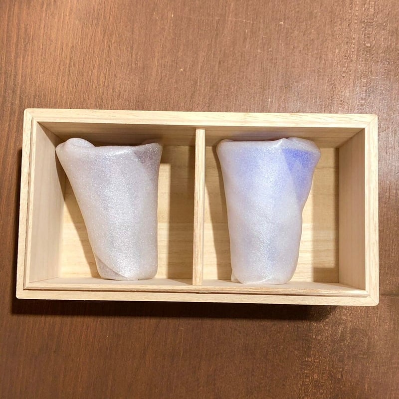 天満切子】ぐい吞みペア 杵型「燦(さん)」（赤青） | 天満天神MAIDO屋 
