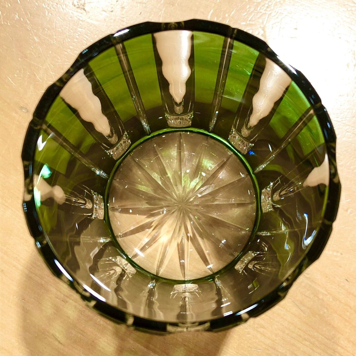 天満切子】 ロックグラス「角縞」本クリスタル（緑） | 天満天神MAIDO