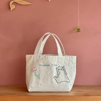 【１点もの】ねこの刺繍入り ミニトートバッグ