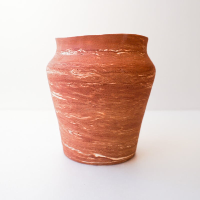 赤いマーブル模様のガラス花瓶 レッド Flower vase / Terracotta
