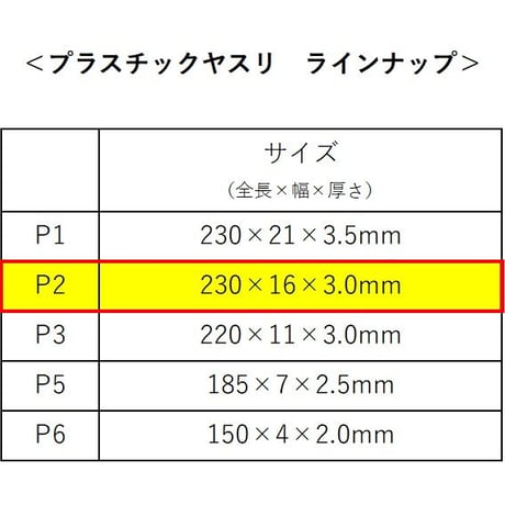 プラスチックヤスリ　誉　－HOMARE－　P2　【中目】　（230×16×3mm）