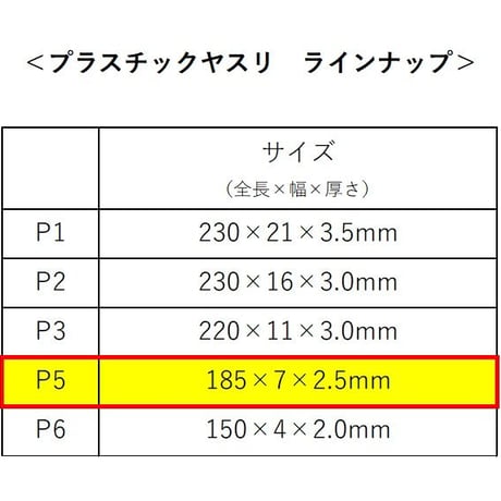 プラスチックヤスリ　誉　－HOMARE－　P5　【細目】　（185×7×2.5mm）