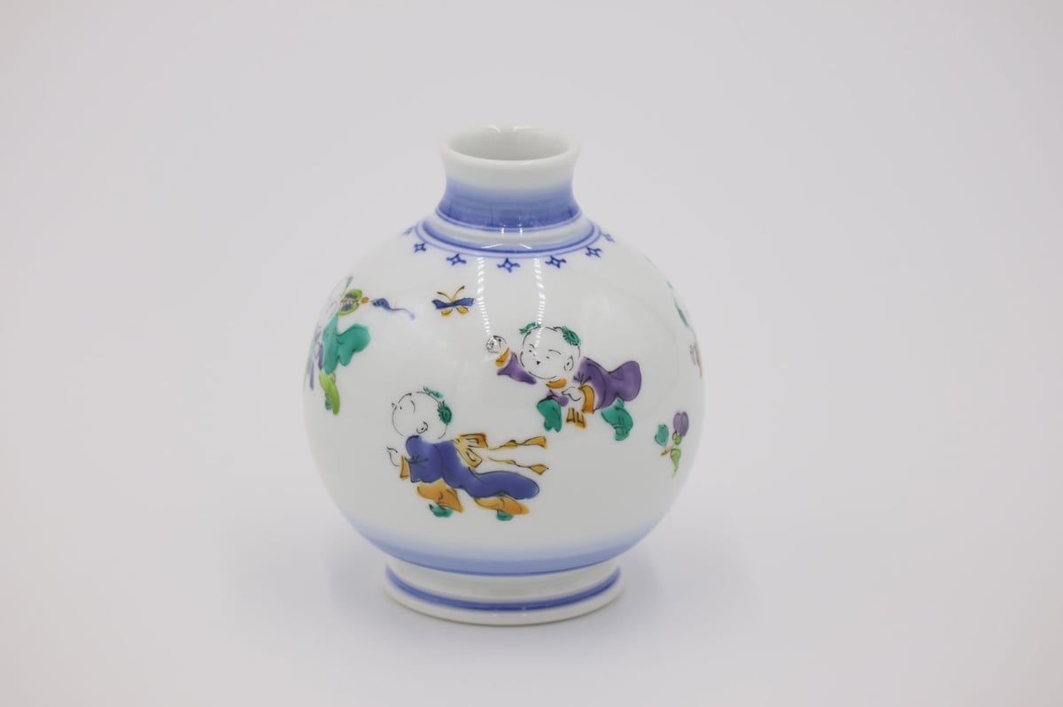 2568 平戸祐祥　染付　唐子絵　花瓶　未使用 Yahoo!オークション -「平戸祐祥」の落札相場・落札価格
