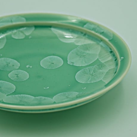 結晶釉　５寸皿　緑　№457