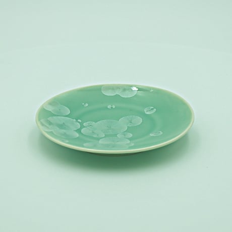 結晶釉　４寸皿　緑　№437