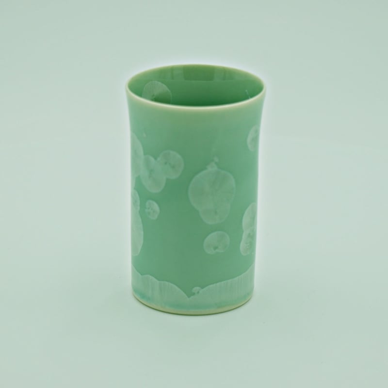 結晶釉一口コップ 緑 №380 | 五光窯オンラインショップ