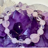 【"ハート"  ローズクォーツ×水晶】パワーストーン　ブレスレット