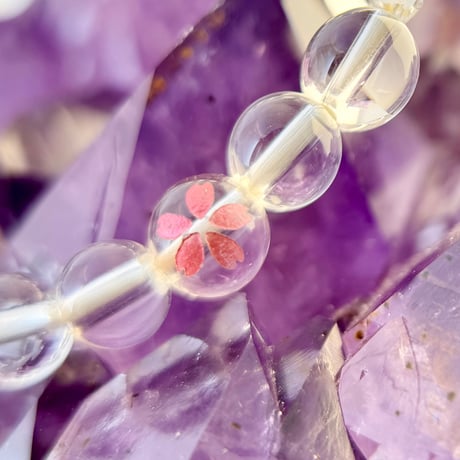 【水晶　"桜"モチーフ】パワーストーン　ブレスレット