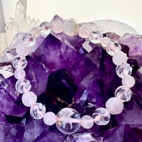【ローズクォーツ×水晶×ホワイトムーンストーン】パワーストーン　ブレスレット