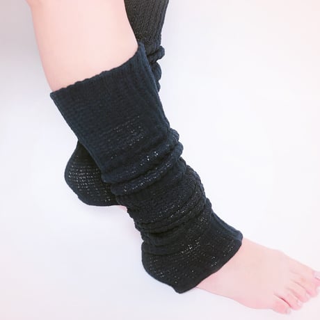 美sha♥温活シリーズ♥日本製テラヘルツ加工・2重編み絹＆綿レッグウォーマー 52cm丈