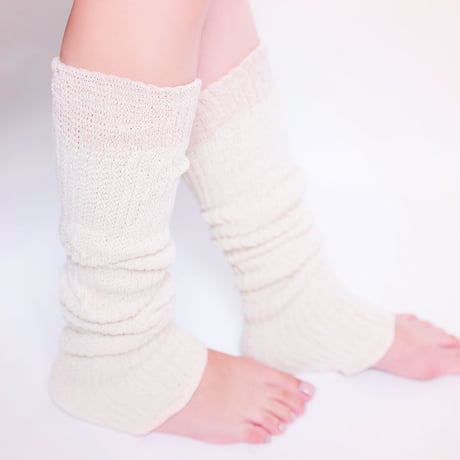 美sha♥温活シリーズ♥日本製テラヘルツ加工・2重編み絹＆綿レッグウォーマー 52cm丈