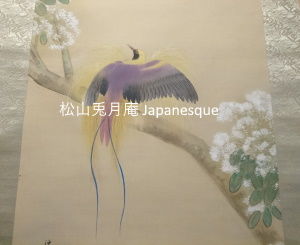 掛軸 極楽鳥 鳳凰 長谷川竹友 日本画 日本 素材ダウンロード | 松山兎