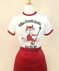 THE DEVIL MADE ME DO IT RINGER T-SHIRT（UNISEX)