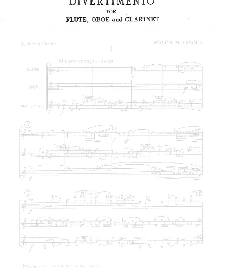 ジャン-フランセ/木管五重奏曲(1番)パート譜 木管五重奏曲（ジャン