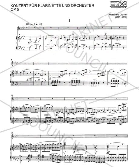 【UE19084】B.H. クルーセル：クラリネット協奏曲 第2番 Op. 5