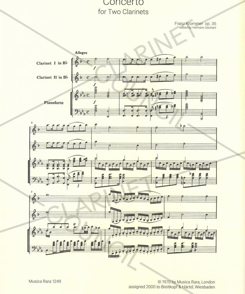 MR 1249】F. クロンマー：2本のクラリネットのための協奏曲 変ホ長調