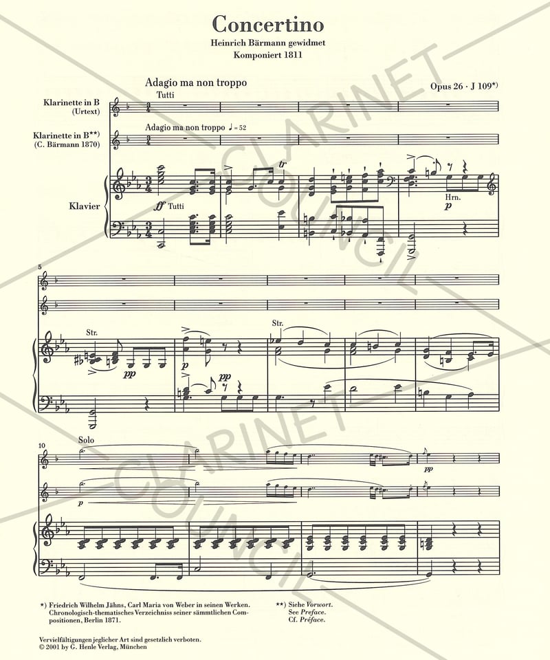 HN 718】C.M.v. ウェーバー：クラリネット小協奏曲 Op. 26 | クラカン