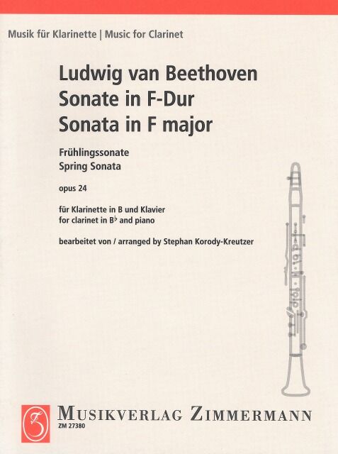 【ZM27380】L.v. ベートーヴェン：ヴァイオリン・ソナタ 第5番 ヘ長調 Op. 24 「春」 ※B♭クラリネット & ピアノ版