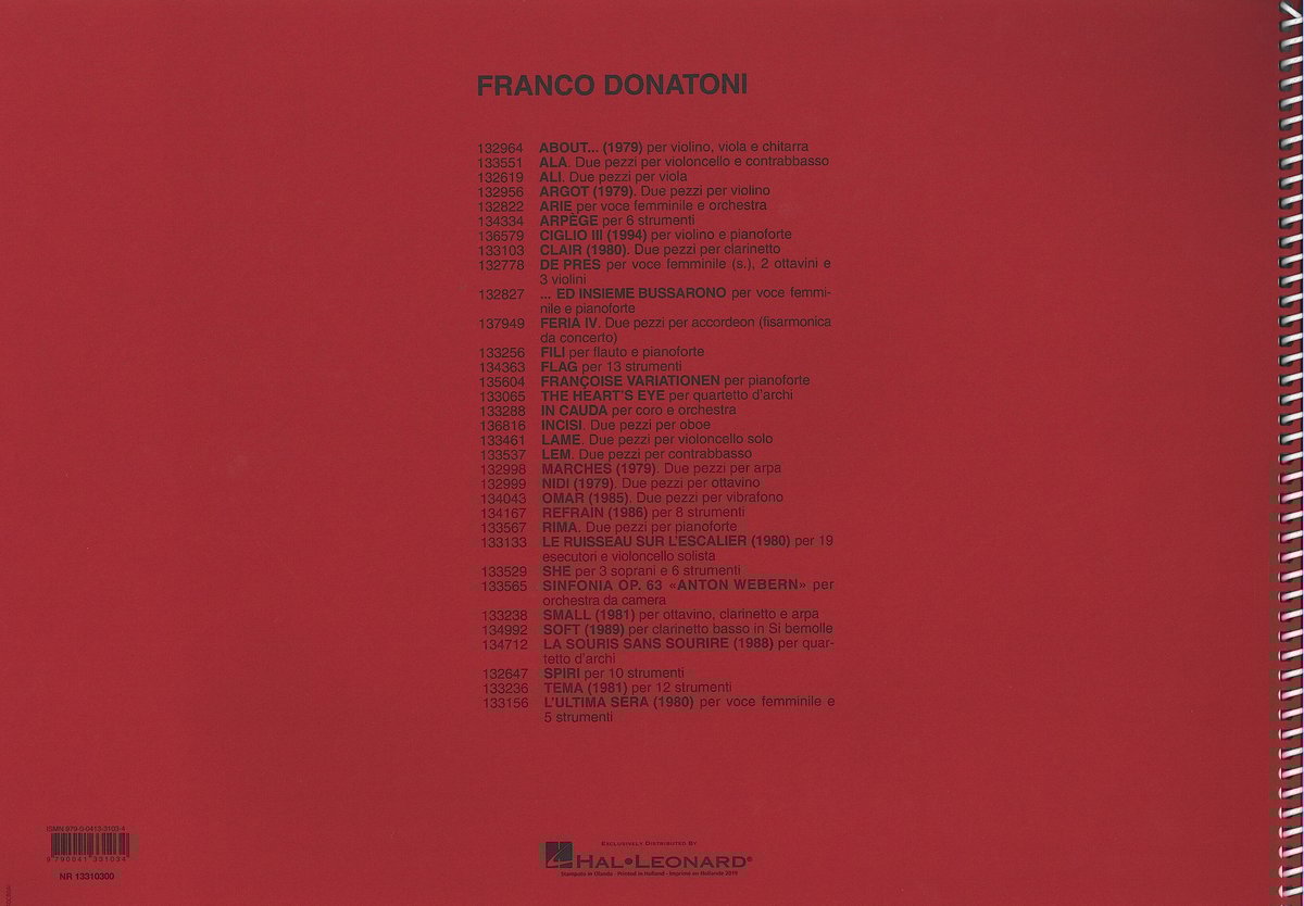 NR13310300】F. ドナトーニ：クレール (1980) －クラリネットのための2