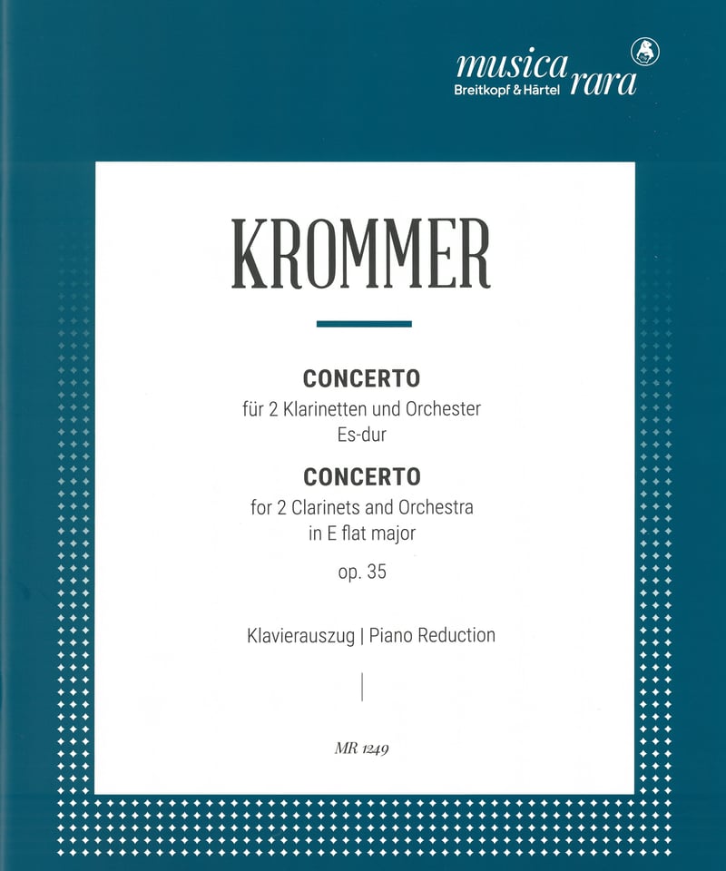 クロマー 2本のクラリネットのための協奏曲 Op.91 スコア＋パート譜 Krommer - Concerto for 2 clarinet Op.91 1/3 Sheet Music for