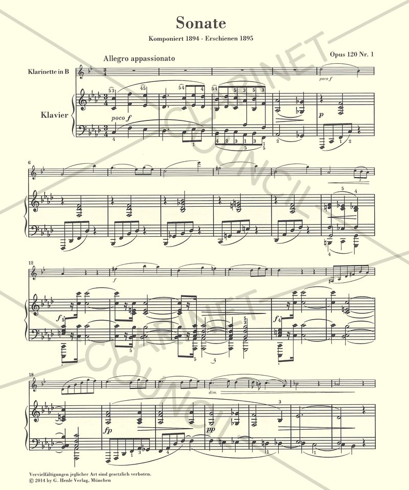 HN987】J. ブラームス：2つのクラリネット・ソナタ Op. 120 (ヘ短調と