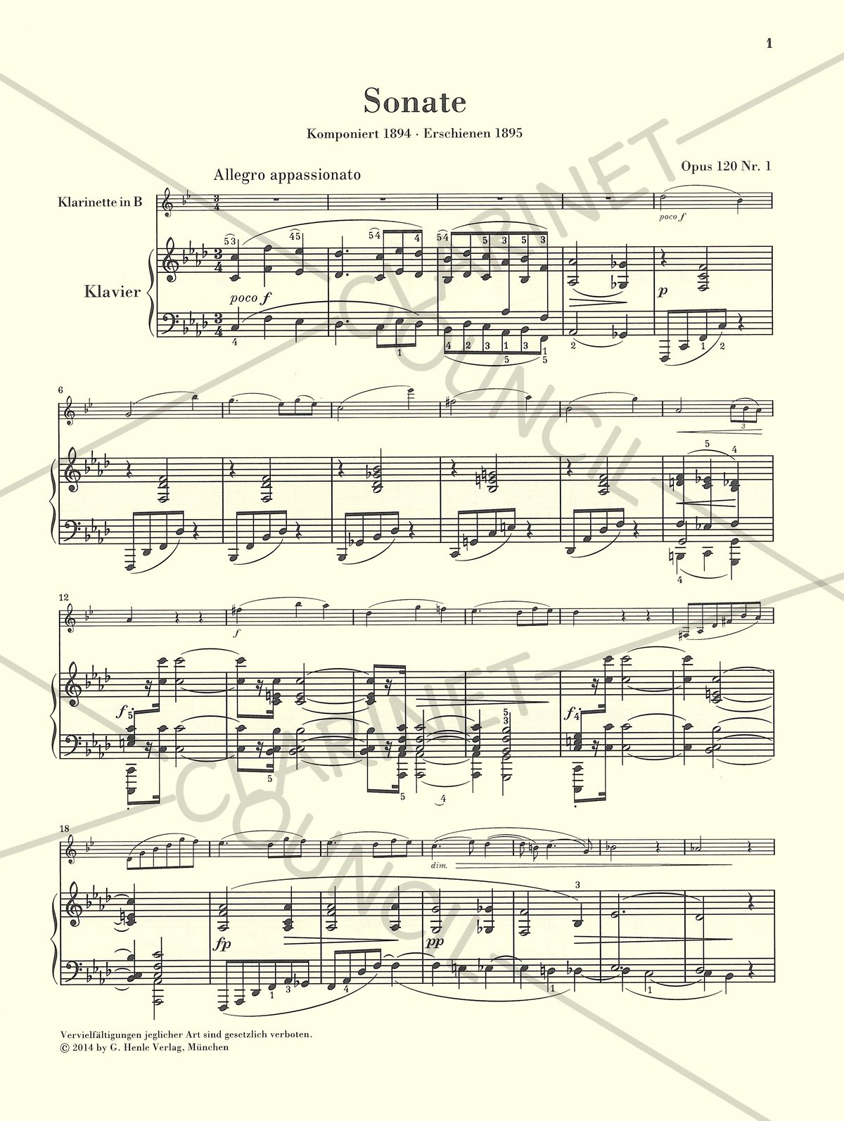 HN987】J. ブラームス：2つのクラリネット・ソナタ Op. 120 (ヘ