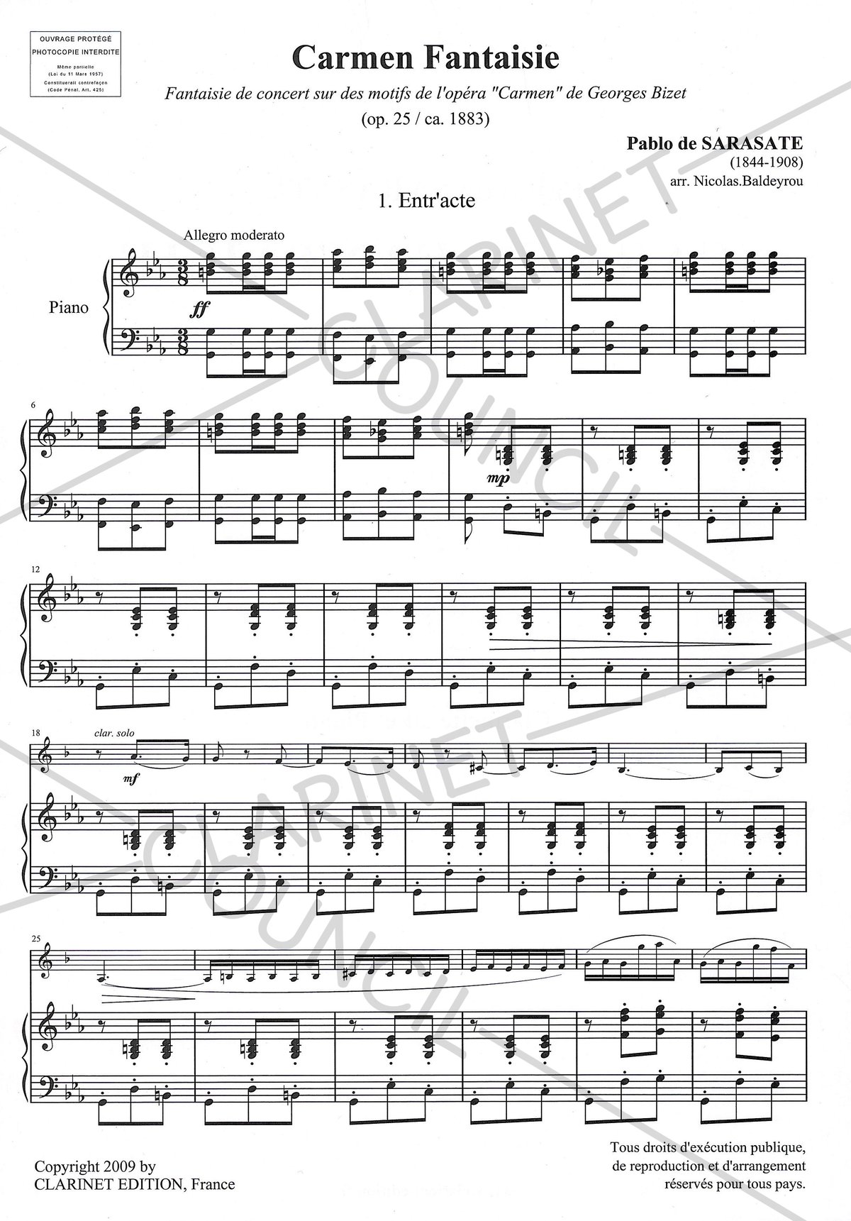 CE.PS.2】P. D. サラサーテ：カルメン幻想曲 (B♭クラリネット＆ピアノ