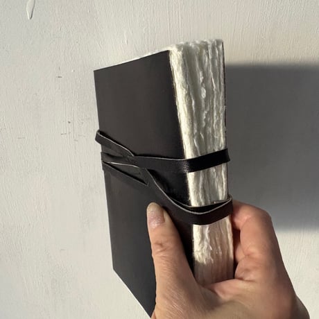LEATHER COVERED HANDMADE PAPER NOTE BLACK