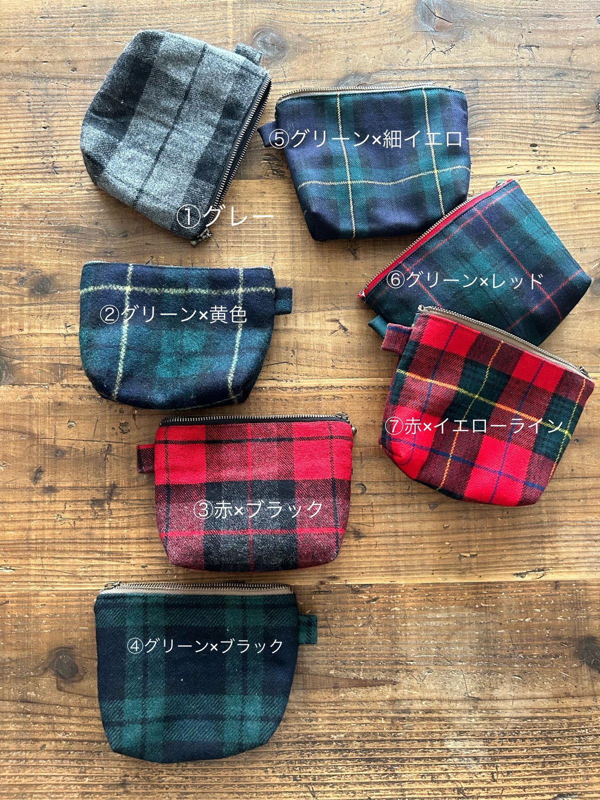 チェックのポーチ | biscuiterie Le Lin