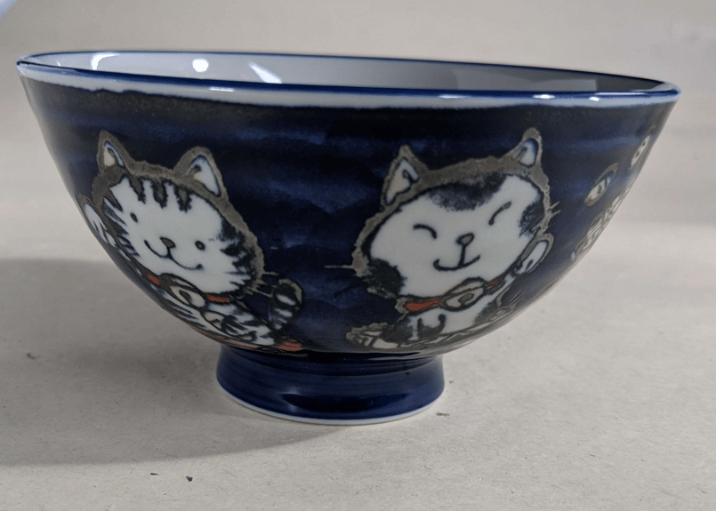 招福ネコ 茶碗 中平 （藍） | MARUMO STORE
