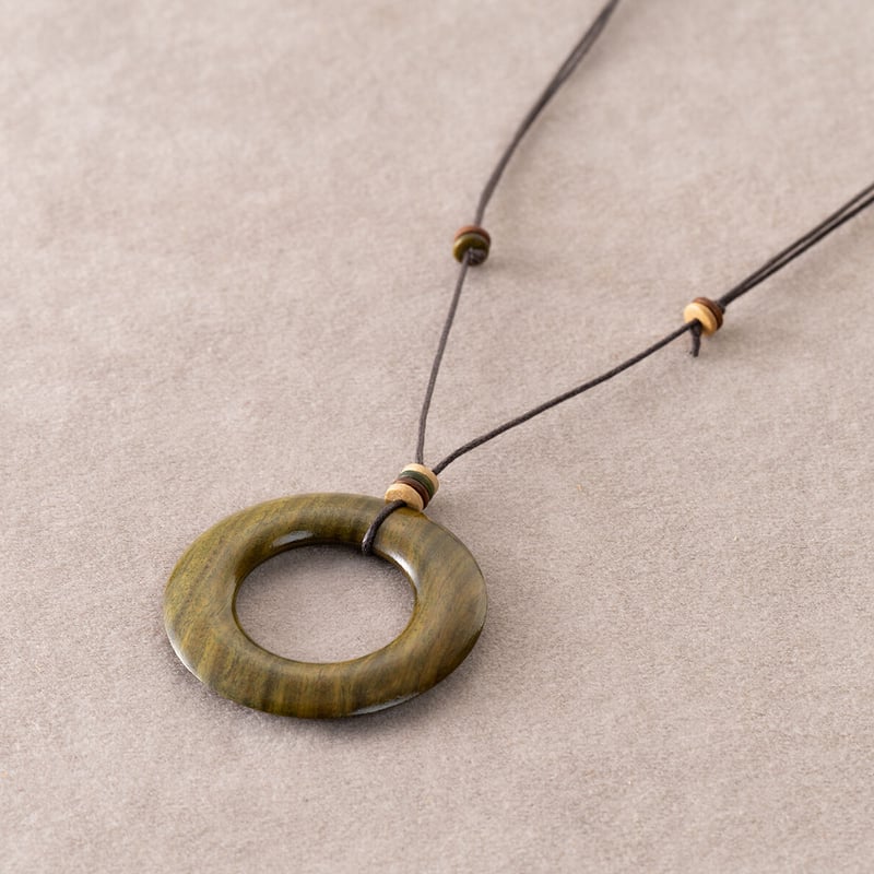 木の環のネックレス ツヤ仕上げ | レアウッドビーズBijoux STORE