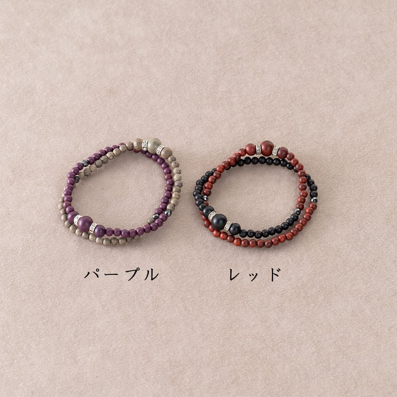 2色のダブルブレスレット | レアウッドビーズBijoux STORE