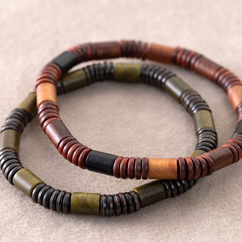 パイプとコインのブレスレット | レアウッドビーズBijoux STORE