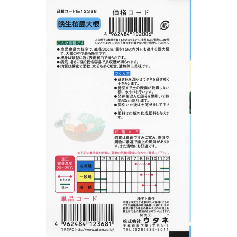 晩生桜島大根（だいこん） / 【12368】 | 花さんぽ｜種子をはじめ園芸