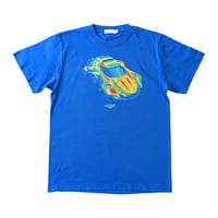 "thermo car graphic" crew neck T-shirt (BLUE)