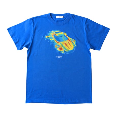 "thermo car graphic" crew neck T-shirt (BLUE)