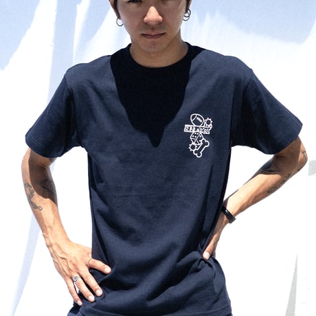 "sundy graphic" crew neck T-shirt (NAVY)