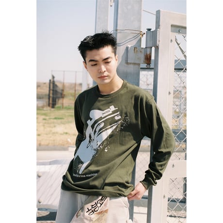 "SX car graphic" long sleeve T-shirts (KHAKI)