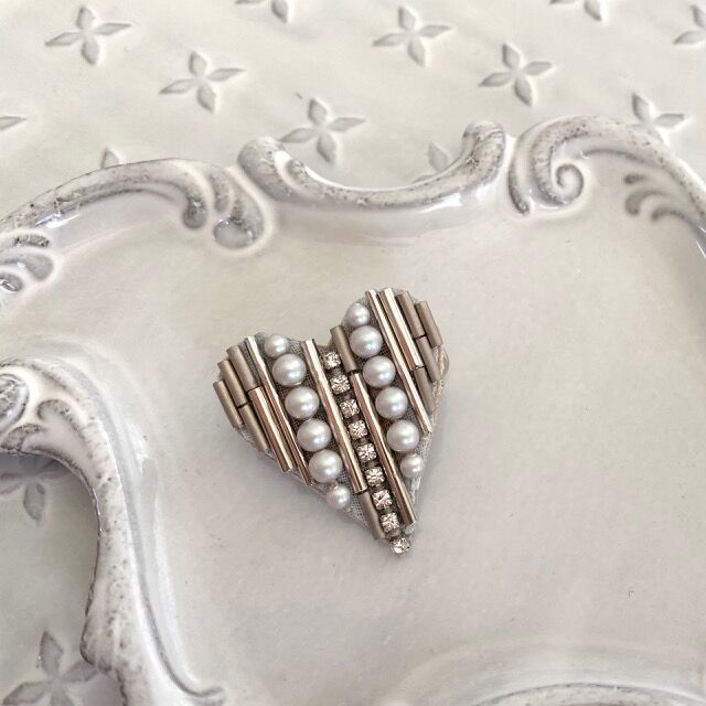 正規品 美品 ロエベ ヴィンテージ ブローチ ハート バッチ 【TT14690】