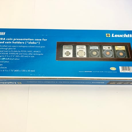 スラブコインケース スラブホルダー 木製 5枚用 上部ガラス 新品 NGC PCGS